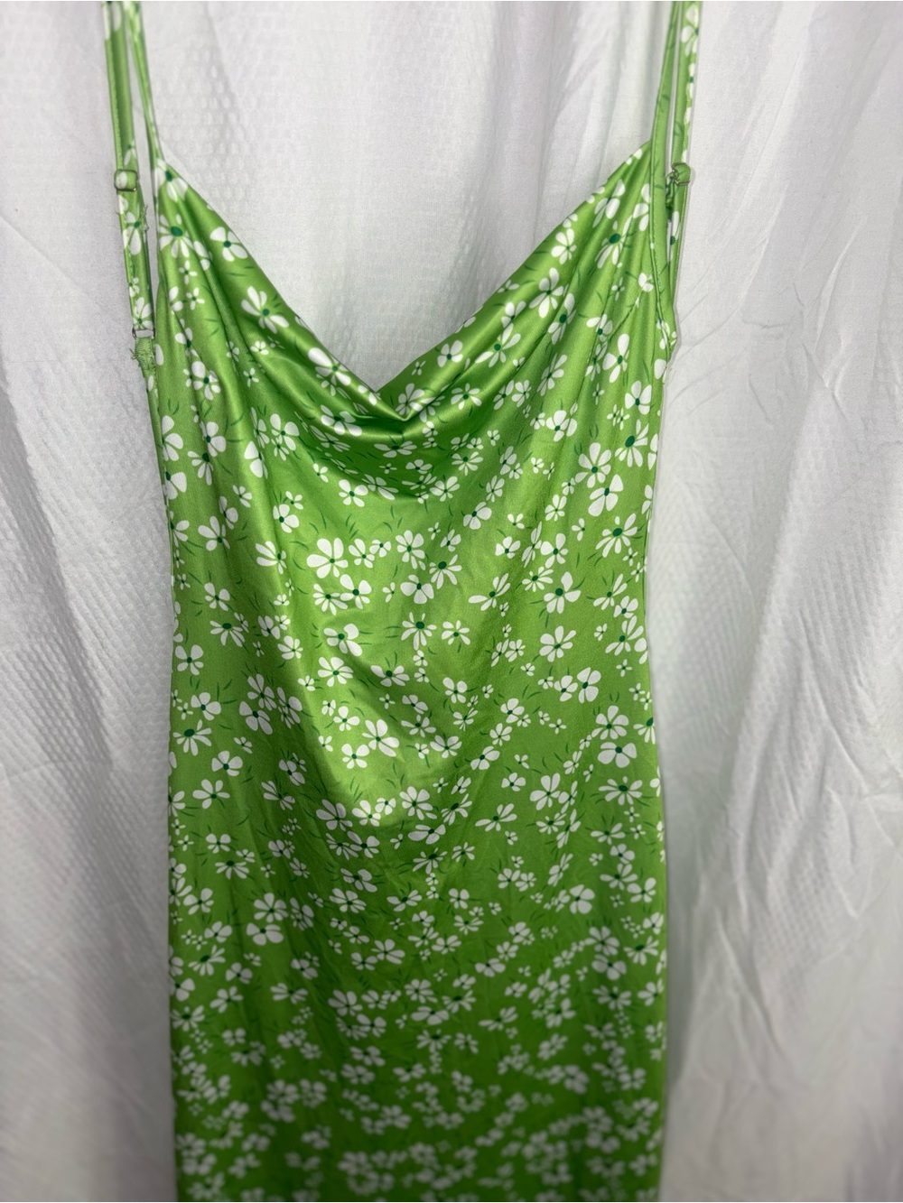 SHEIN Lime Green Floral Strapless Slip Dress